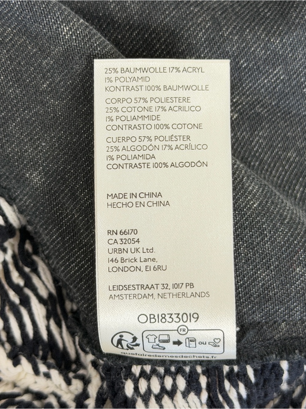 Free People Black & Cream Mixed-Media Knit-Sleeve Jean Jacket - Picture 10 of 13